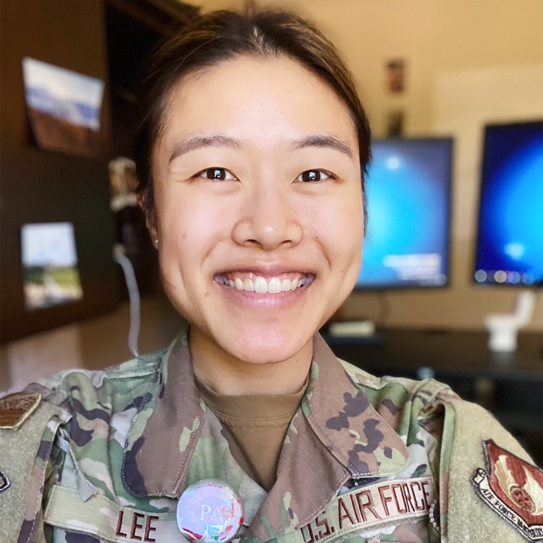 Elizabeth Lee pictured in Air Force uniform, smiling